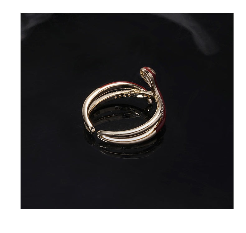Red Enamel Serpent Ring – Bold Red Snake Adjustable Ring