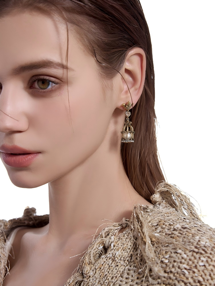 Nostalgia bird and cage earing
