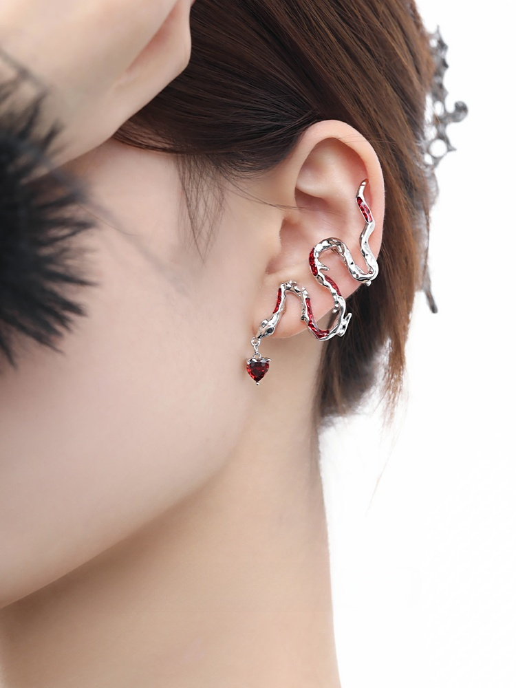 Red Enamel Serpent Hoop Earrings
