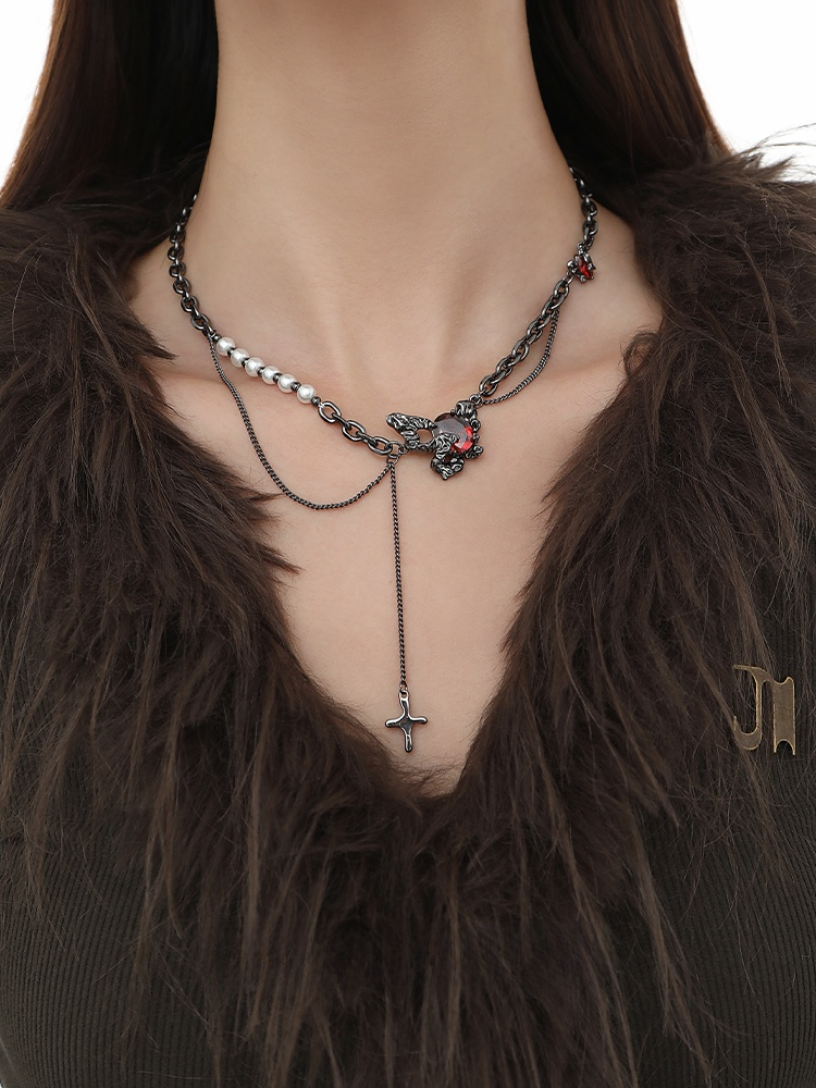 Textured Black Butterfly Necklace for Women
