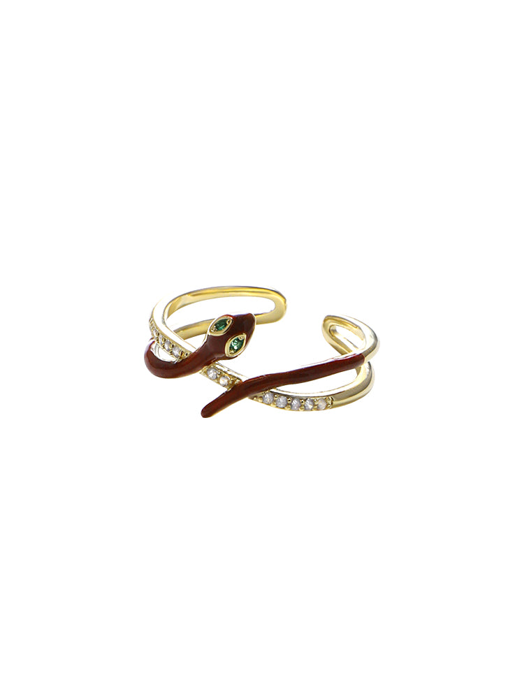 Red Enamel Serpent Ring – Bold Red Snake Adjustable Ring