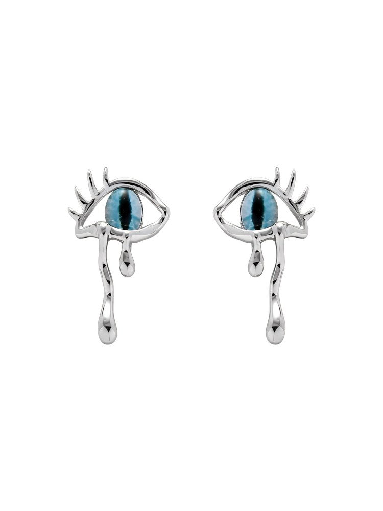 Demon Eye Cat‑Eye Earrings – Gothic Glass Eye Studs