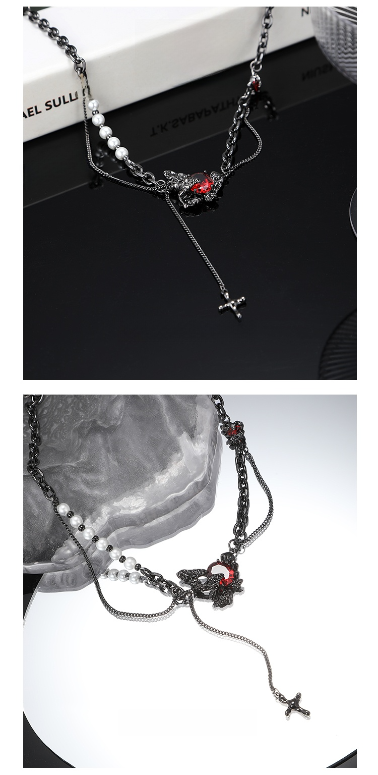 Textured Black Butterfly Necklace for Women